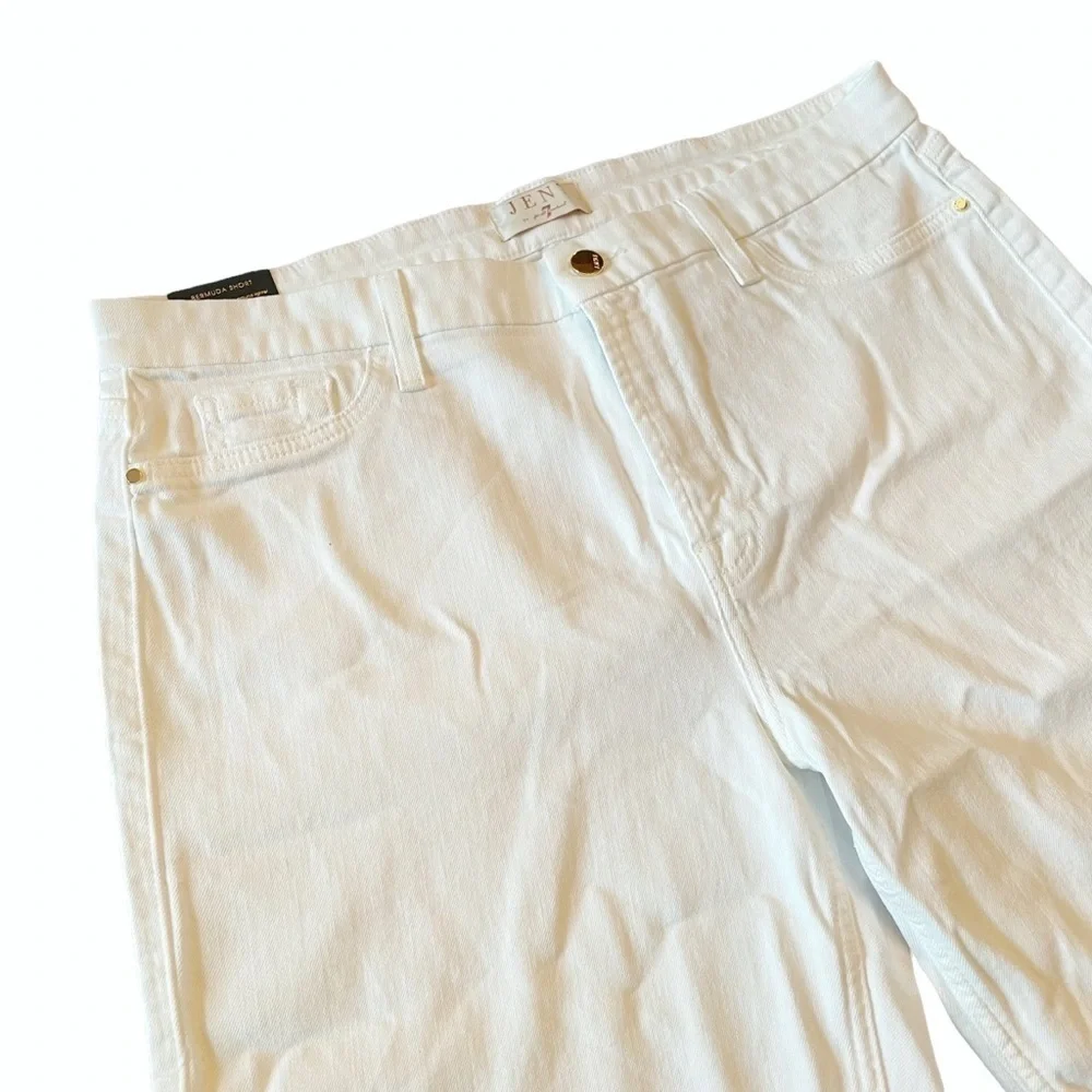 Jen7 7 For All Mankind 7FAM White Denim Bermuda Shorts Size 16 New NWT